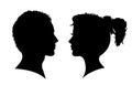 Man and woman silhouette. Face to face - stock vector Royalty Free Stock Photo
